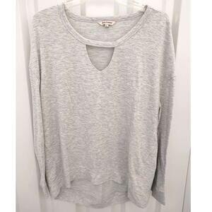 Juicy Couture Shirt Top High Low Long Sleeve Keyhole Heather Gray Large